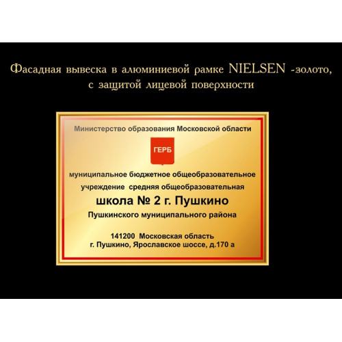 ШКОЛЬНАЯ ФАСАДНАЯ ВЫВЕСКА, ЗОЛОТИСТАЯ
