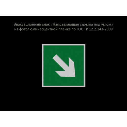 ЭВАКУАЦИОННЫЙ ЗНАК "НАПРАВЛЯЮЩАЯ СТРЕЛКА ПОД УГЛОМ"